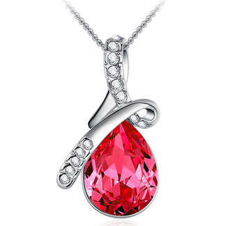 925 STERLING SILVER PLATED AUSTALIAN CRYSTAL PENDANT AND CHAIN