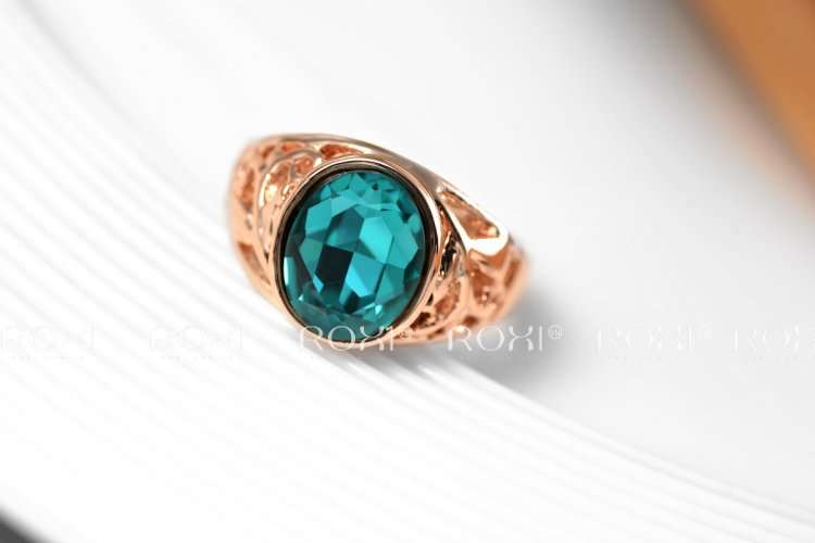18 KT GOLD PLATED TURQUISE ZIRCONIA RING SIZE 8