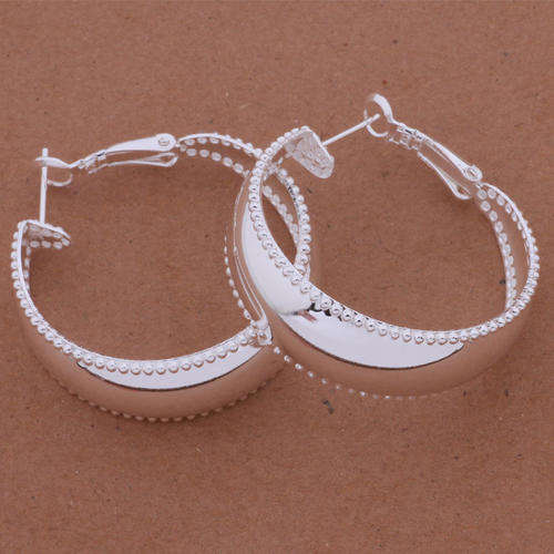925 SILVER PLATED LARGE HOOPED EAR RINGS