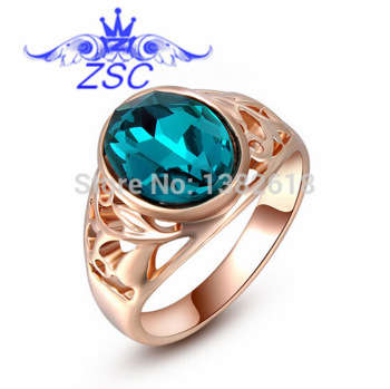 18 KT GOLD PLATED TURQUISE ZIRCONIA RING SIZE 6