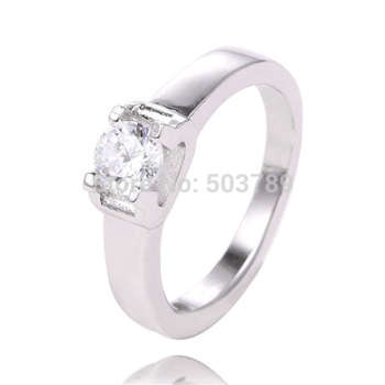PLATINUM PLATED CUBIC ZIRCON LADIES RING SIZE 7