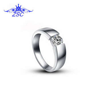 PLATINUM PLATED CUBIC ZIRCONIA RING SIZE 6