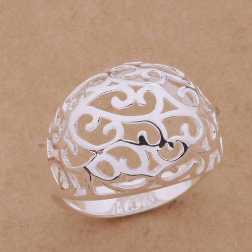 925 SILVER PLATED HOLLOW "UNISEX " RING SIZE 8