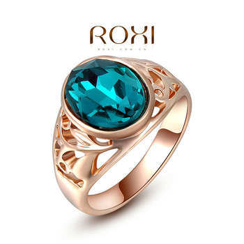 18 KT ROSE GOLD PLATED TURQUISE ZIRCONIA RING SIZE 8