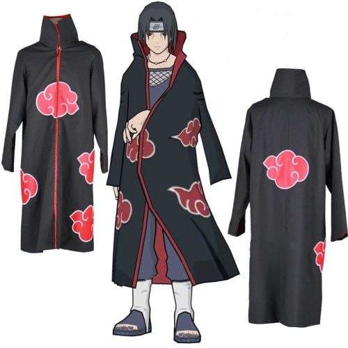 New Blood Red Naruto AKATSUKI ROBE cloak Uchiha Itachi cosplay