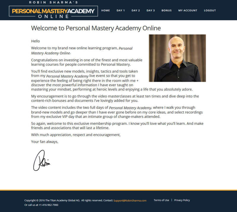 ROBIN SHARMA - Personal Mastery Academy [COMPLETE VIDEO COURSE + BONUS | 3.8GB] [ON DEMAND ACCESS]