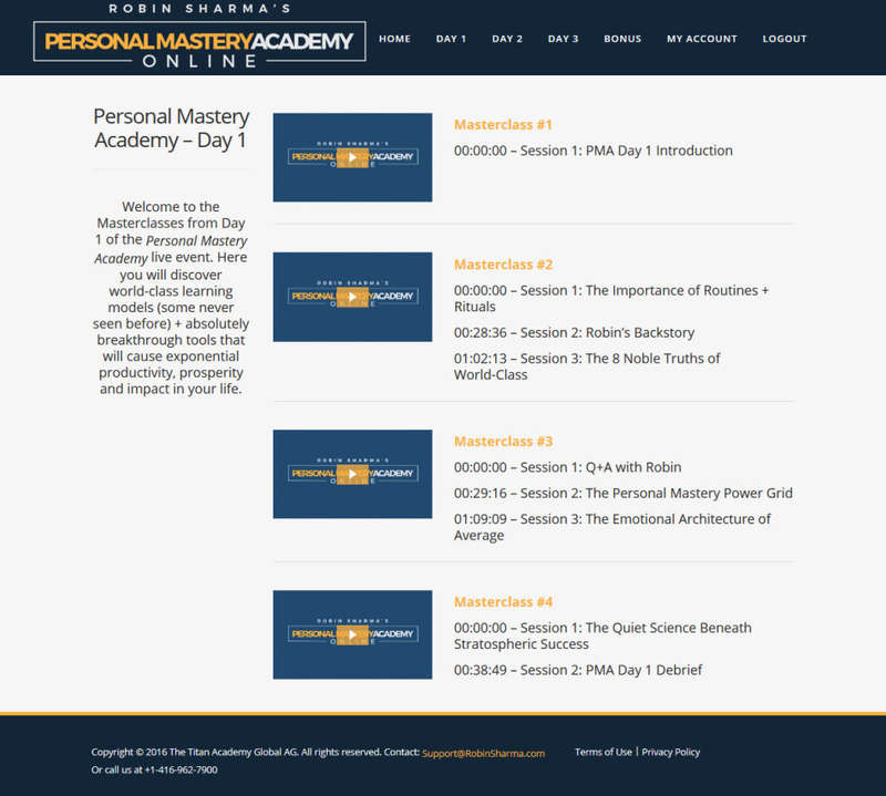 ROBIN SHARMA - Personal Mastery Academy [COMPLETE VIDEO COURSE + BONUS | 3.8GB] [ON DEMAND ACCESS]