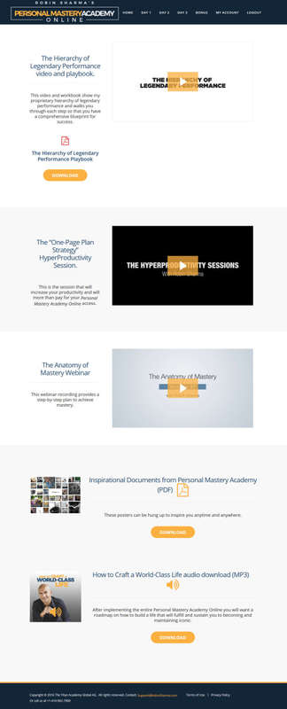 ROBIN SHARMA - Personal Mastery Academy [COMPLETE VIDEO COURSE + BONUS | 3.8GB] [ON DEMAND ACCESS]