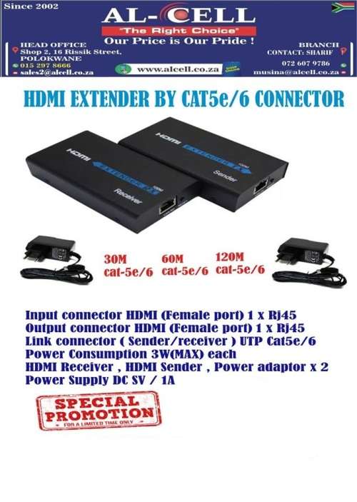 HDMI EXTENDER BY CAT5e/6 CONNECTOR