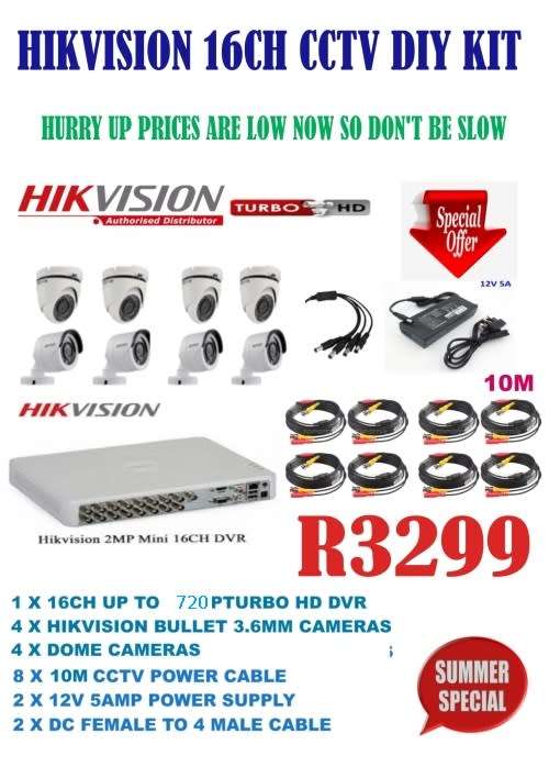 HikVision 16 Ch Turbo Hd + 8 Cameras Diy Kit