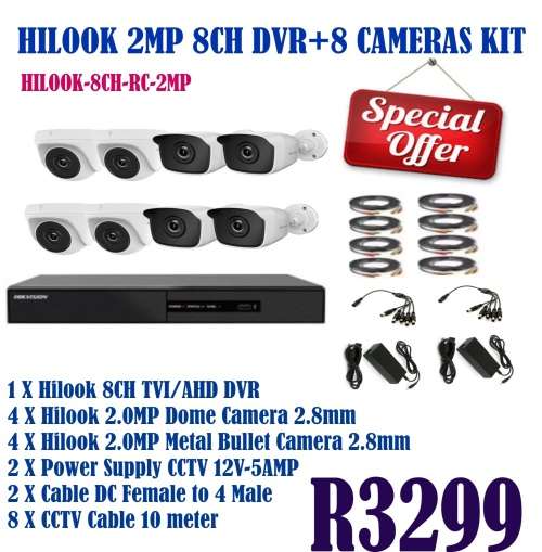 HILOOK 2MP 8 Channel Dvr + 8 Cameras Kit