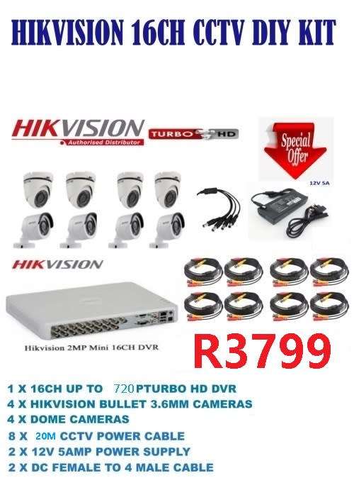 HikVision 16 Ch Turbo Hd + 8 Cameras Diy Kit