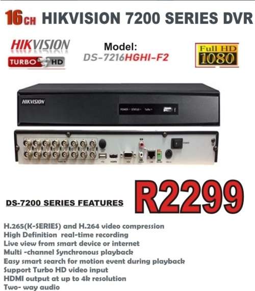 Hikvision DS-7216HGHI-F2 Turbo HD Black DVR 7200 Series