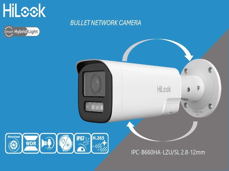 Hilook 6MP 2.8 to 12mm B660HA-LZU/SL Smart Hybrid Varifocal IP Bullet Camera