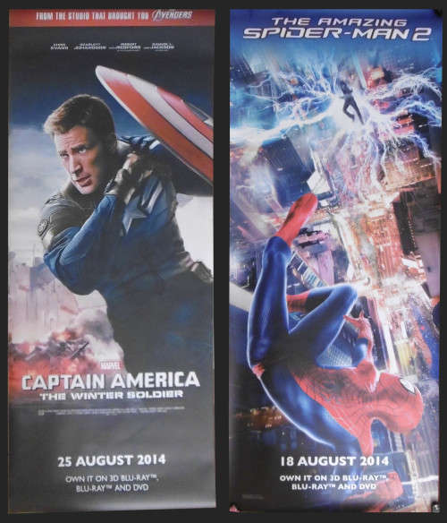Spiderman, Captain america Vinyl promo poster. 2 metres tall