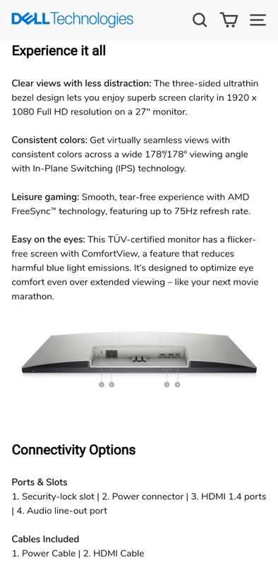Dell 27 inc screen