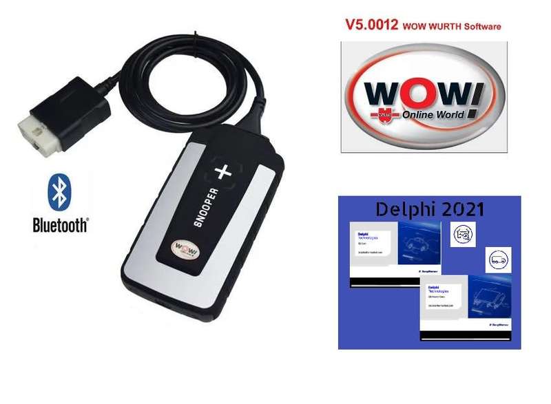 WOW SNOOPER (5.00.12) USB + BLUETOOTH WITH WOW 5.00.12 & DELPHI 2021 SOFTWARE
