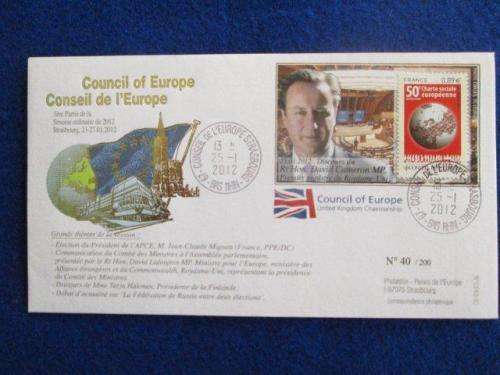 2012 - Counsil of Europe FDC - Visit David Cameron. No. 40 of only 200.
