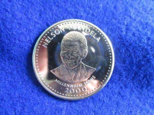 REPUBLIC OF SOMALIA 250 SHILLINGS 2000 NELSON MANDELA NICKEL UNC MILLENIUM COIN.