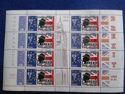 BREXIT 23.06.2016 - Labels sheetlet `EU Referendum vote in United Kingdom`
