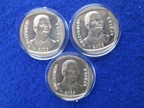 3 X 2000 Nelson Mandela R5. Circulated.  One bid for all.