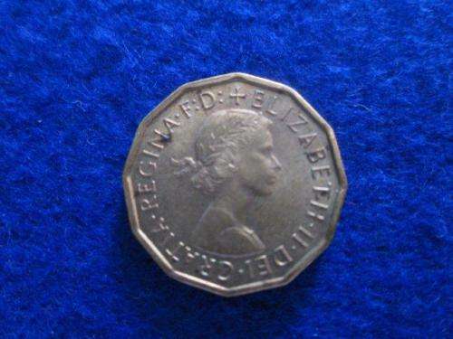 1965 UK 3 Pence. Circulated.