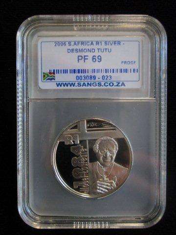 2006 S.Africa SILVER Protea R 1 - DESMOND TUTU - PF 69