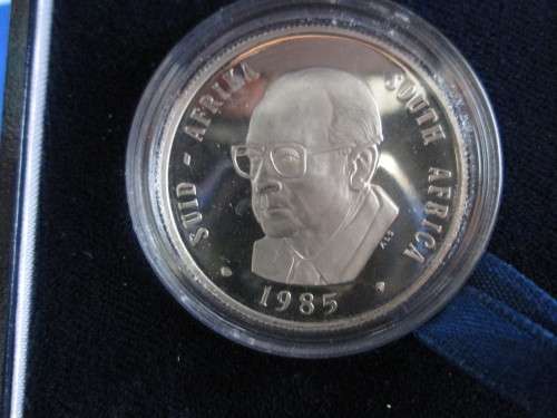 1985 RSA PROOF NICKEL R1 IN SAM BOX.