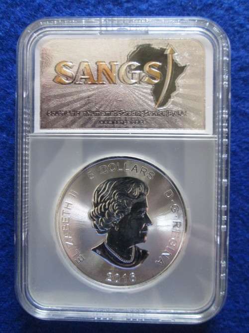 2016 Canada. Fine 1 oz Silver 5 Dollars. PF 65 SANGS Graded.