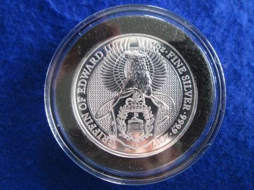 2oz Fine Silver GB Queens Beasts  Griffin of Edward III 2017 in Capsule.