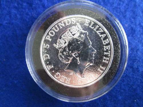 2oz Fine Silver GB Queens Beasts  Griffin of Edward III 2017 in Capsule.