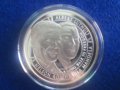 Mandela Luthuli Norway Silver Medallion 1oz.  50 Year Commemoration.
