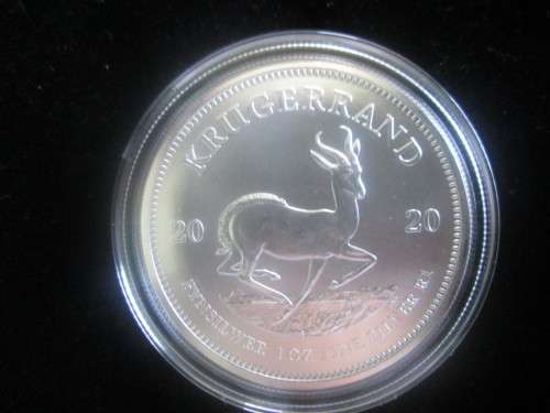 2020 SILVER 1OZ  KRUGERRAND. (Note mark on cheek)