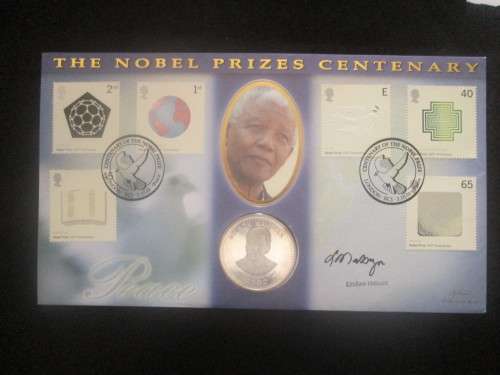 2001 MANDELA UK BENHAM COIN COVER LIMITED EDITION WITH SOMALIA 25 SHILLING COIN SEALED.