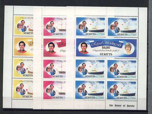 St. Kitts 1981 Royal Wedding MNH 3 Sheetlets