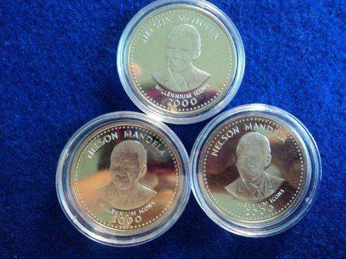 PROOFLIKE  "SOMALIA 2000" -  MANDELA CROWN - 38mm  UNCIRCULATED 25Sh MILLENNIUM ICONS. BID PER COIN.