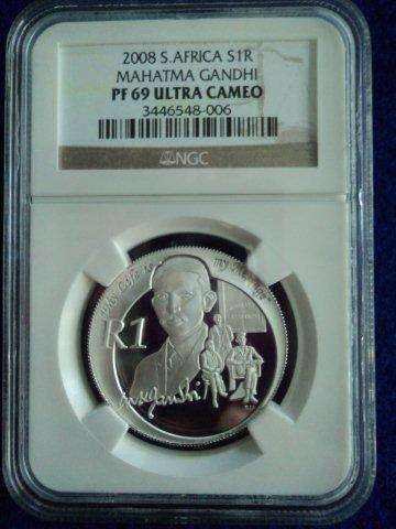 2008 - Mahatma Gandhi NGC Graded PF 69 Ultra Cameo.