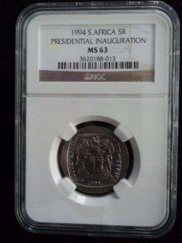 1994 Presidential Inauguration R5 Coin - MS 63 - NGC Graded.