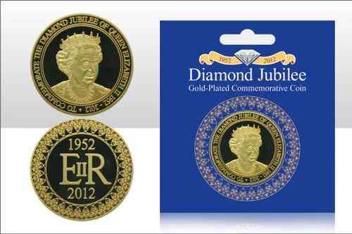 QUEENS 60TH DIAMOND JUBILEE GOLD-PLATED COIN TO COMMEMORATE THE REIGNING QUEEN.