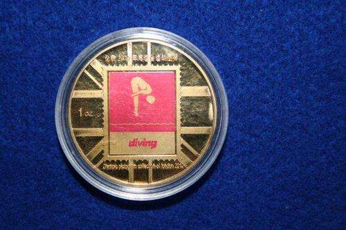 Rare London 2012 Olympic Sports Coin Collection/Diving.  Gold Plated.