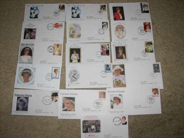 16 diff Princess Diana FDCs