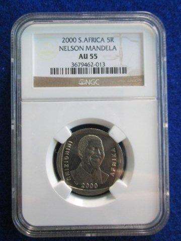2000 Nelson Mandela R5 - NGC AU55.