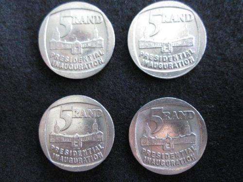 1994 Presidential Inauguration R5 . Circulated. Bid per coin.