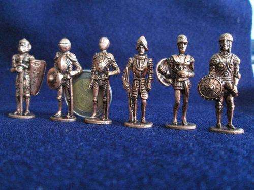 Set of Six Miniature Figures for Exin Castles. 4cm.  Made in Spain.  Very Scarce.