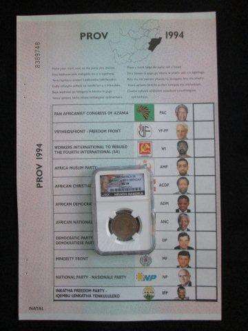 Mandela 90th Birthday R5 AU58 + 1994 Provincial Ballot Paper Natal.