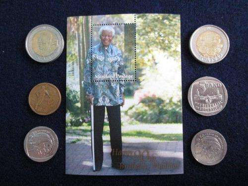 Mandela Combo. Stamp with Circulated Coins.