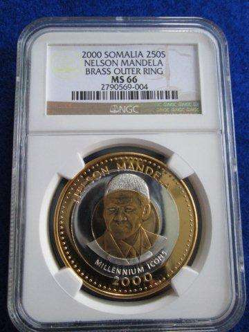 Very Low Start! MS 66 Nelson Mandela KM-116 Somalia 250Sh  NGC Graded.  Only 200 were minted.