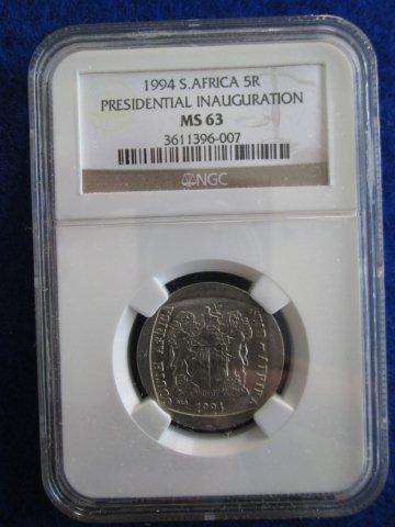 1994 Presidential Inauguration R5 Coin.  MS63 NGC Graded.