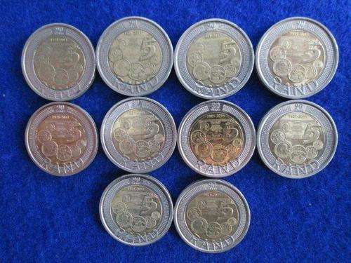 2011 SARB 90TH ANNIVERSARY R5 COIN.  BID PER COIN TO TAKE ALL.