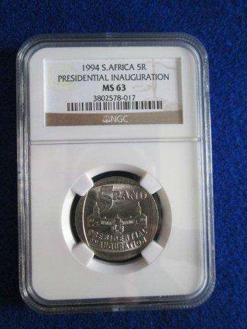 1994 Presidential Inauguration R5 Coin.  MS63 NGC Graded.